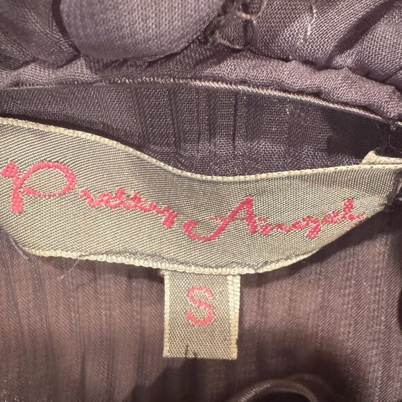 Pretty Angle Long Sleeve Button Up Gray Ruffle Silk Tunic - Small - Picture 7 of 9